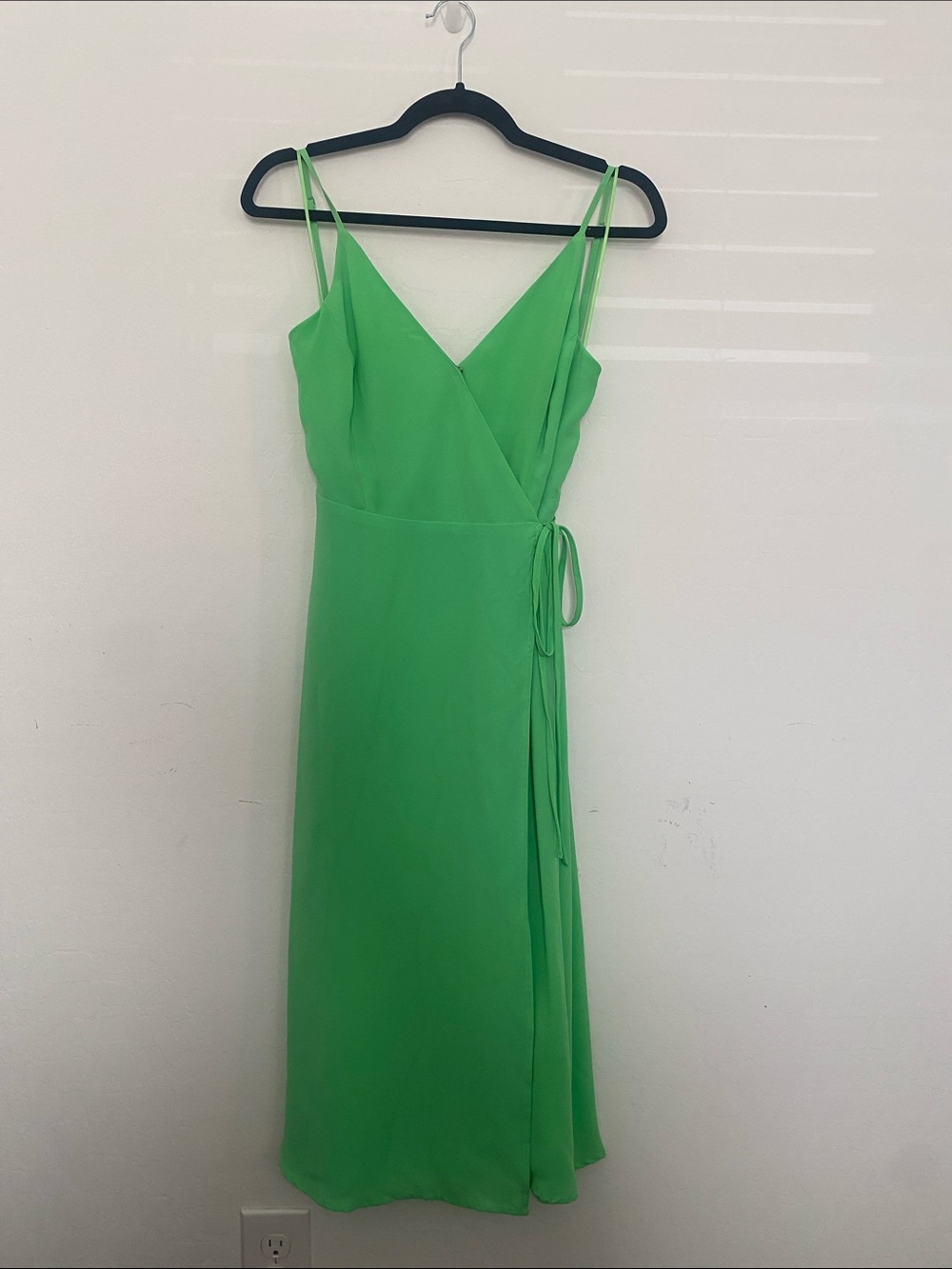 Neon green wrap dress